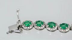 Emerald Diamond Platinum Link Bracelet 8 84 Carats - 3455095
