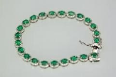 Emerald Diamond Platinum Link Bracelet 8 84 Carats - 3455182