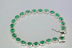 Emerald Diamond Platinum Link Bracelet 8 84 Carats - 3455187