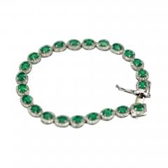 Emerald Diamond Platinum Link Bracelet 8 84 Carats - 3551791