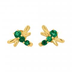 Emerald Dragonfly Stud Earrings in 14K Gold - 3900428