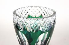 Emerald Green Overlay Cut Glass Vase by Val Saint Lambert Belgium ca 1950 - 3855905