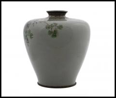 Emerald Whispers Exceptional Celadon Green Japanese Cloisonne Enamel Vase - 3902069