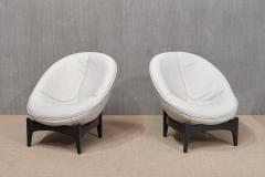Emiel Veranneman Emiel Veranneman Pair of Oval White Leather Armchairs De Sede Switzerland 1992 - 4481409