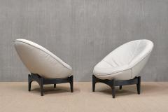 Emiel Veranneman Emiel Veranneman Pair of Oval White Leather Armchairs De Sede Switzerland 1992 - 4481414