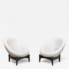 Emiel Veranneman Emiel Veranneman Pair of Oval White Leather Armchairs De Sede Switzerland 1992 - 4483642
