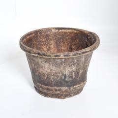 Emil Milan Antique African Tribal Leather Cuir Goatskin Bucket Basket Catch It All - 1195076
