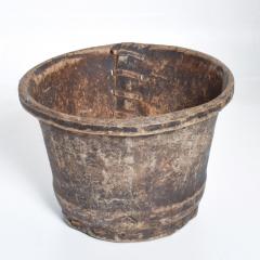 Emil Milan Antique African Tribal Leather Cuir Goatskin Bucket Basket Catch It All - 1195078