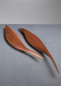 Emil Milan Emil Milan pair of carved walnut hors doeuvres servers USA 1960s - 848420