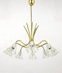 Emil Stejnar Floral Emil Stejnar Modernist Brass Chandelier Rupert Nikoll Austria 1950s - 4041817