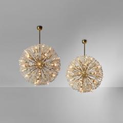 Emil Stejnar Large Snowflake Chandeliers Brass Glass Austria 1965 - 4657181