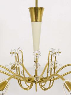 Emil Stejnar Unusual Emil Stejnar Brass Crystal Chandelier Rupert Nikoll Austria 1950s - 4040304