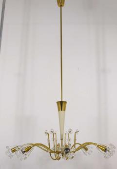 Emil Stejnar Unusual Emil Stejnar Brass Crystal Chandelier Rupert Nikoll Austria 1950s - 4040308