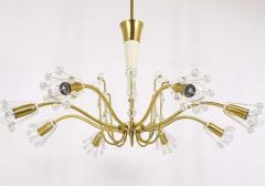 Emil Stejnar Unusual Emil Stejnar Brass Crystal Chandelier Rupert Nikoll Austria 1950s - 4040311