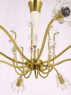 Emil Stejnar Unusual Emil Stejnar Brass Crystal Chandelier Rupert Nikoll Austria 1950s - 4040316