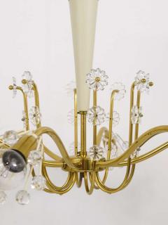 Emil Stejnar Unusual Emil Stejnar Brass Crystal Chandelier Rupert Nikoll Austria 1950s - 4040317