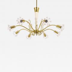 Emil Stejnar Unusual Emil Stejnar Brass Crystal Chandelier Rupert Nikoll Austria 1950s - 4043311