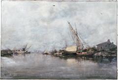 Emile Godchaux French Fishing Port Oil Painting by Emile Godchaux - 4751164