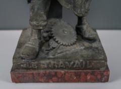 Emile Louis Picault Emile Louis Picault Bronzed Spelter Metal Le Travail Blacksmith Late 19thc  - 2406124