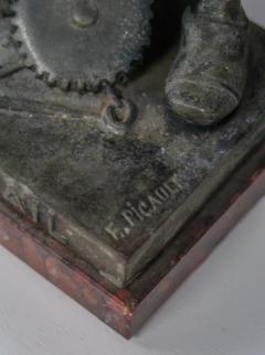 Emile Louis Picault Emile Louis Picault Bronzed Spelter Metal Le Travail Blacksmith Late 19thc  - 2406125