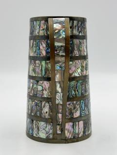 Emilia Castillo Alfredo Villasana Taxco Brass Abalone Pitcher and Tumblers Set 1950s - 4711729