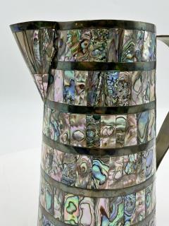 Emilia Castillo Alfredo Villasana Taxco Brass Abalone Pitcher and Tumblers Set 1950s - 4711732