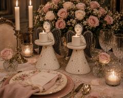 Emilia Castillo Emilia Castillo Angelical Silver Porcelain Candleholders Mexico 1996 - 4734699