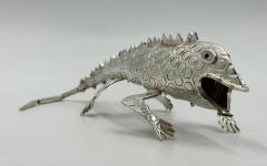 Emilia Castillo Emilia Castillo Articulated Silver Plated Brass Lizard Sculpture Mexico 1980s - 4734662