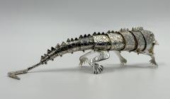 Emilia Castillo Emilia Castillo Articulated Silver Plated Brass Lizard Sculpture Mexico 1980s - 4734663
