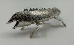 Emilia Castillo Emilia Castillo Articulated Silver Plated Brass Lizard Sculpture Mexico 1980s - 4734664