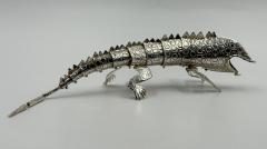 Emilia Castillo Emilia Castillo Articulated Silver Plated Brass Lizard Sculpture Mexico 1980s - 4734666