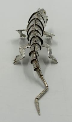 Emilia Castillo Emilia Castillo Articulated Silver Plated Brass Lizard Sculpture Mexico 1980s - 4734667