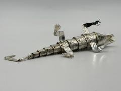 Emilia Castillo Emilia Castillo Articulated Silver Plated Brass Lizard Sculpture Mexico 1980s - 4734669