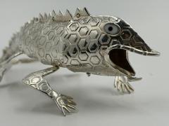 Emilia Castillo Emilia Castillo Articulated Silver Plated Brass Lizard Sculpture Mexico 1980s - 4734670