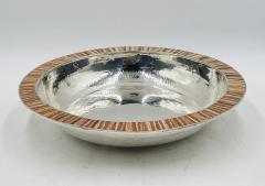 Emilia Castillo Emilia Castillo Hammered Silver Plated Bowl with Jasper Stone Inlay Mexico - 4220408