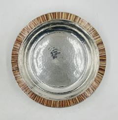 Emilia Castillo Emilia Castillo Hammered Silver Plated Bowl with Jasper Stone Inlay Mexico - 4220409