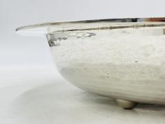 Emilia Castillo Emilia Castillo Hammered Silver Plated Bowl with Jasper Stone Inlay Mexico - 4220413