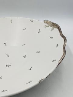 Emilia Castillo Emilia Castillo Large Porcelain Pure Silver Bowl with Lizards and Dragonflies - 4366326