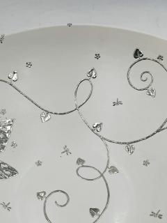 Emilia Castillo Emilia Castillo Large Porcelain Pure Silver Butterfly Bowl Taxco Mexico - 4366355