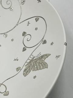 Emilia Castillo Emilia Castillo Large Porcelain Pure Silver Butterfly Bowl Taxco Mexico - 4366356