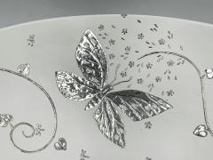Emilia Castillo Emilia Castillo Large Porcelain Pure Silver Butterfly Bowl Taxco Mexico - 4366357