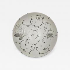 Emilia Castillo Emilia Castillo Large Porcelain Pure Silver Butterfly Bowl Taxco Mexico - 4368907