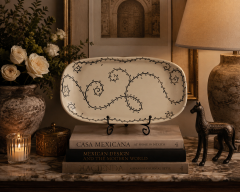 Emilia Castillo Emilia Castillo Porcelain Pure Silver Serving Platter Mexican Modernism - 4734650