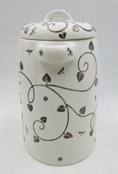 Emilia Castillo Emilia Castillo Porcelain Silver Butterfly Lidded Jar Taxco Mexico - 4366278