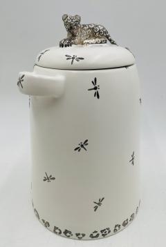 Emilia Castillo Emilia Castillo Porcelain Silver Jaguar Lidded Jar Taxco Mexico - 4366286