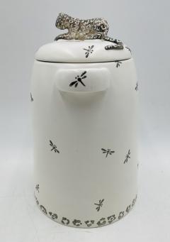 Emilia Castillo Emilia Castillo Porcelain Silver Jaguar Lidded Jar Taxco Mexico - 4366289