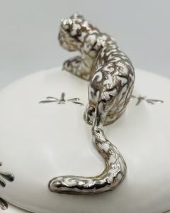 Emilia Castillo Emilia Castillo Porcelain Silver Jaguar Lidded Jar Taxco Mexico - 4366290