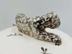 Emilia Castillo Emilia Castillo Porcelain Silver Jaguar Lidded Jar Taxco Mexico - 4366291