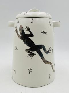Emilia Castillo Emilia Castillo Porcelain Silver Lidded Container with Lizards Taxco Mexico - 4366304