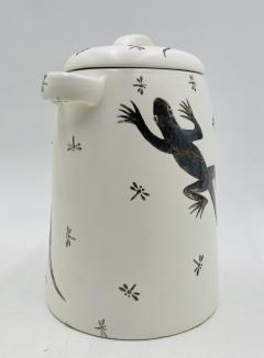 Emilia Castillo Emilia Castillo Porcelain Silver Lidded Container with Lizards Taxco Mexico - 4366305